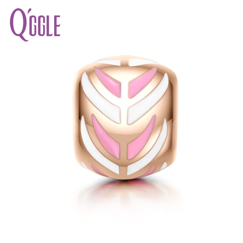 QGGLE розовое золото цвет белый и розовый треугольные бусины амулеты подходящие