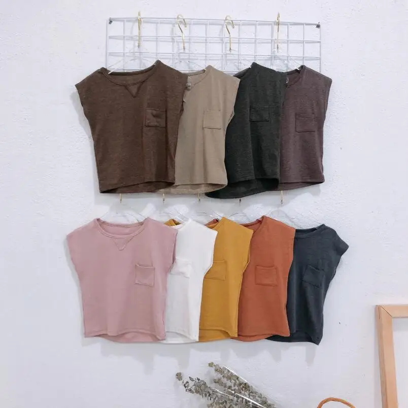 2019 летняя футболка с коротким рукавом для мальчиков и девочек однотонная