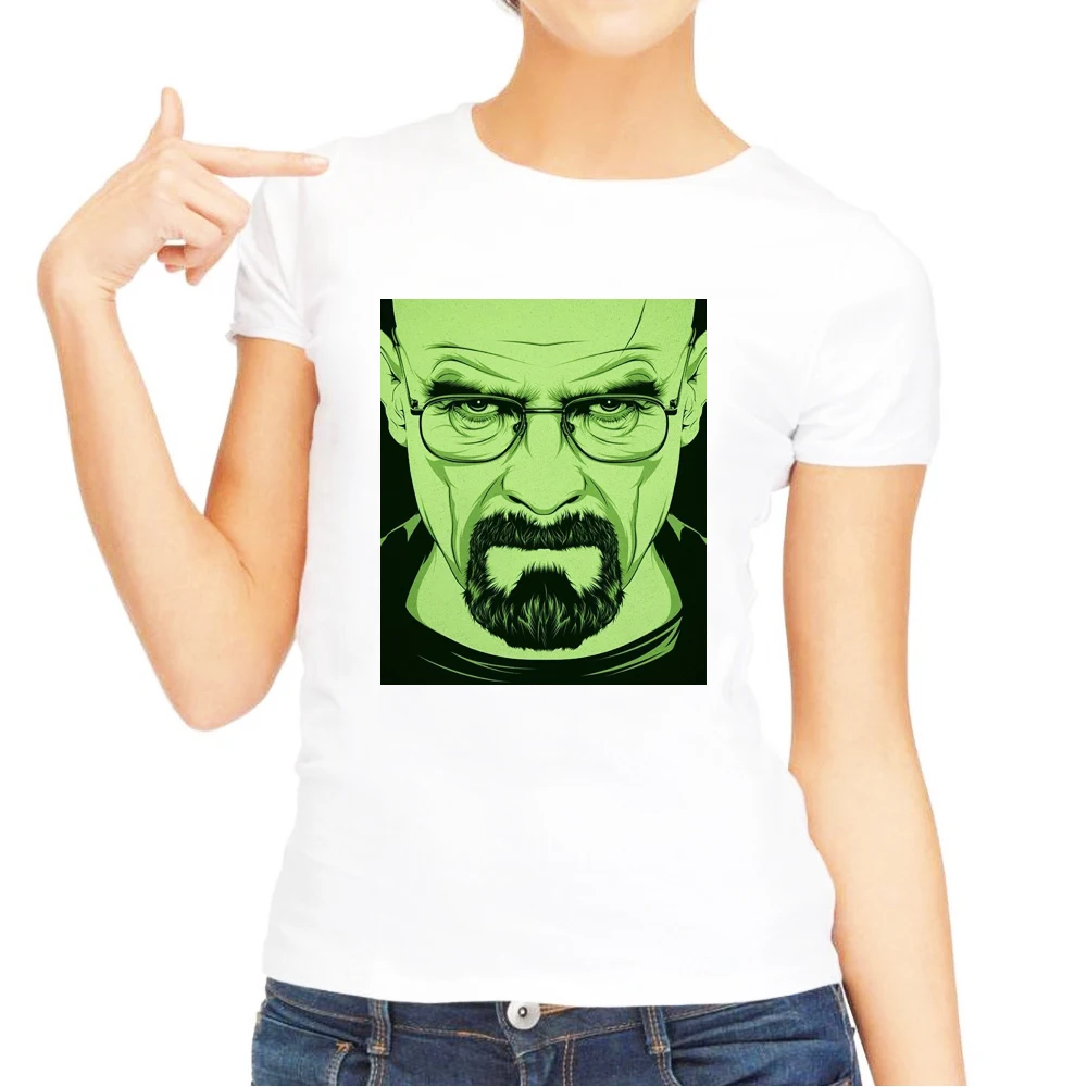 Модные Mr белый мультфильм печатных Для женщин футболка короткий рукав Breaking Bad
