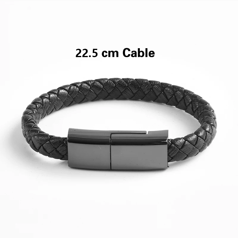 22.5cm Портативный кожаный Мини Micro USB браслет зарядное устройство данных зарядный кабель синхронизации для iPhone6 6s Android type-C телефонный кабель - Тип штекера: 22.5cm