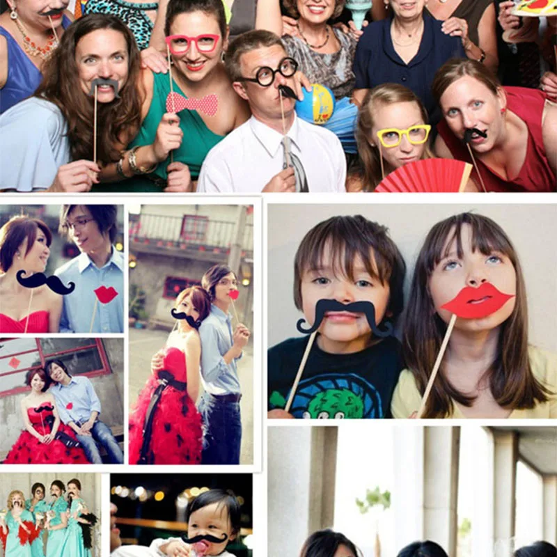 32/50PCS Festival Kid's Toy Hats Set Funny Photo Props Kits for Christmas Xmas New Year Santa Claus Moustache Legouiy |