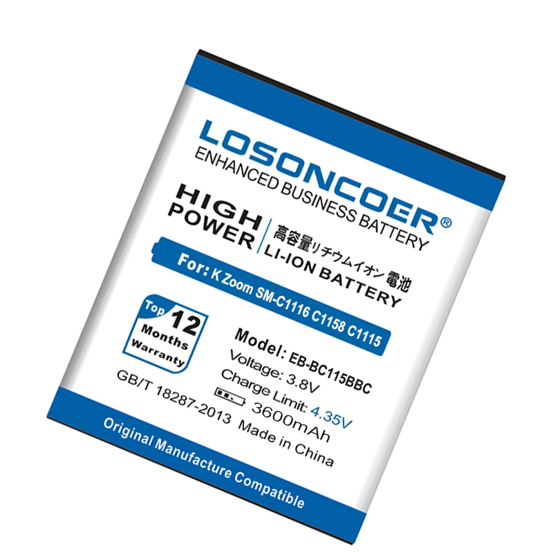 LOSONCOER EB BC115BBC 3600 мАч батарея для Samsung GALAXY K Zoom SM C1116 C1158 C1115 BC115BBE с аккумулятор