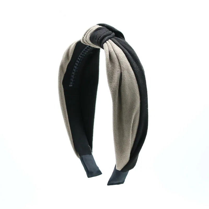 Новая зимняя замшевая разноцветная повязка на голову с бантом ручной работы