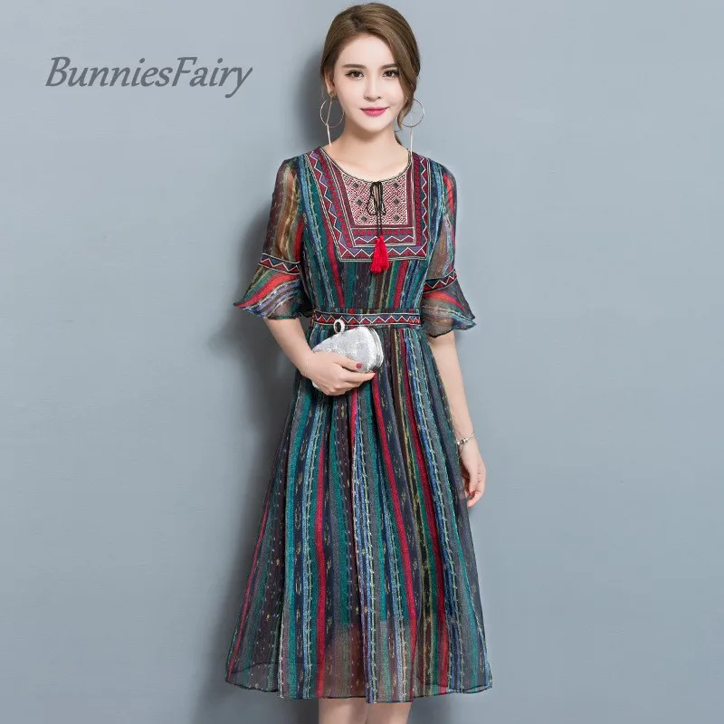 Женское шифоновое платье в китайском стиле bunniesсказочная повседневная одежда