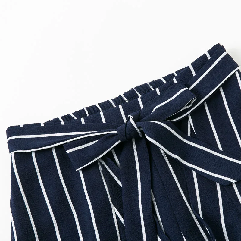 Женские широкие брюки с высокой талией mэлегантны белые полосатые рюшами и