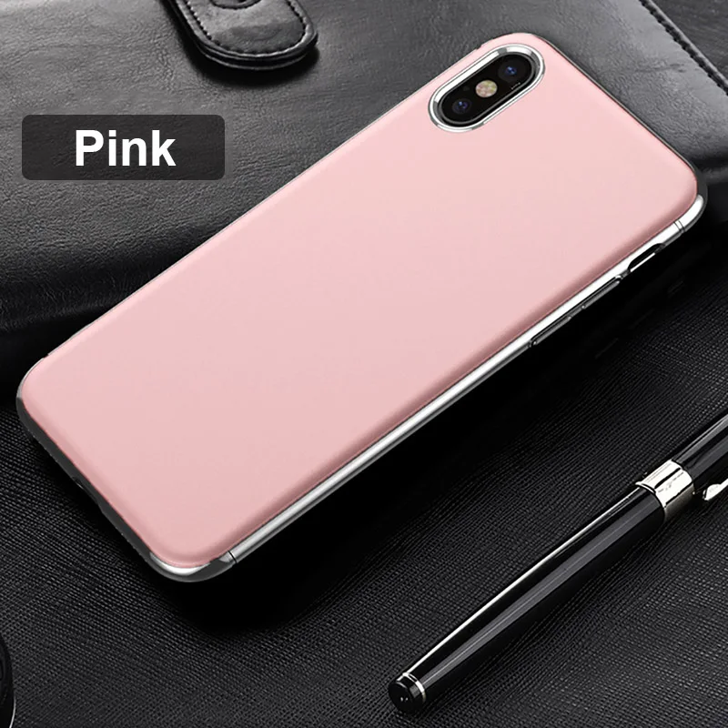 Pink Роскошный чехол с покрытием для iPhone X 10, ультра тонкий жесткий чехол с гальваническим покрытием для iPhone X - Цвет: Pink