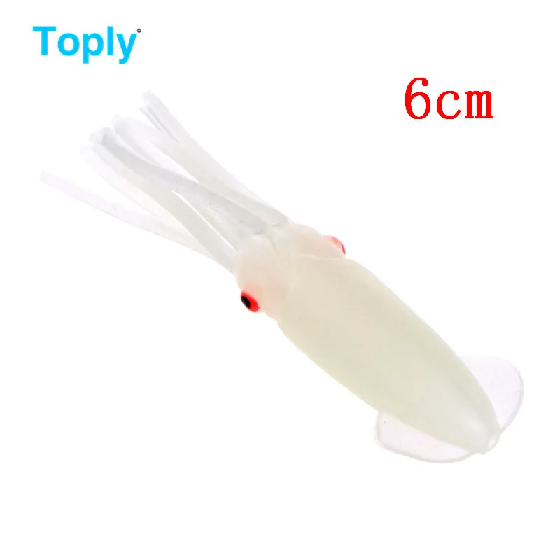 6cm Toply Glow мягкие Рыбалка приманки кальмар осьминог Юбки для женщин Приманка снасти Fluke Джиги световой приманки - Цвет: 6cm