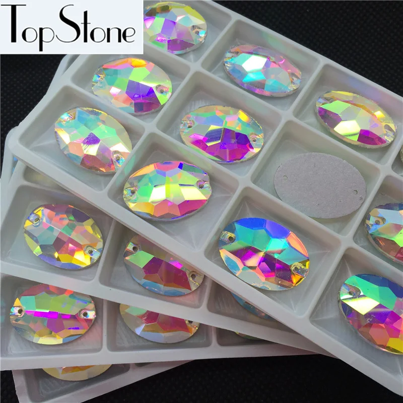 Высокое качество 13x18 мм Овальный пришитый камень кристально чистый AB цвет
