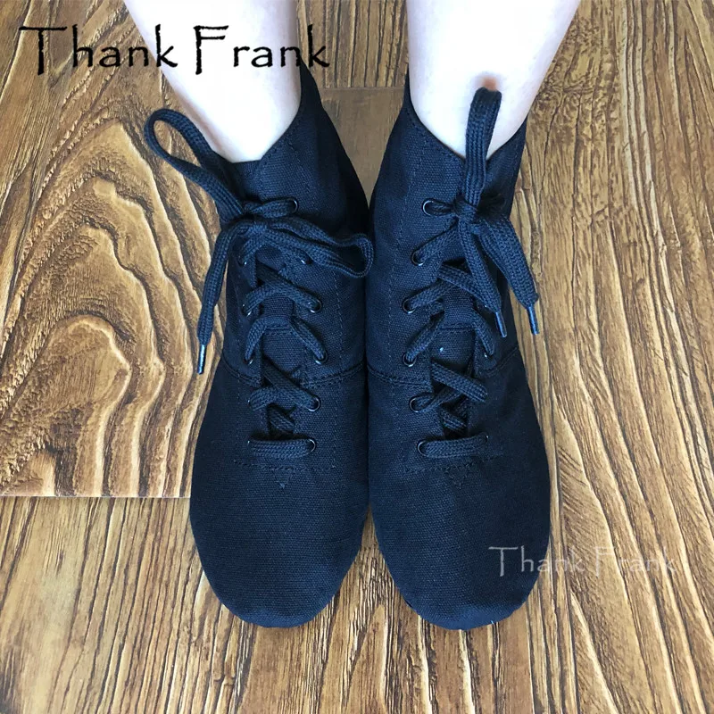 New Canvas Jazz Boot Lace Up Dance Trainning Shoes For Women Men Child Adult Black Soft Cloth Sports Sneakers Ballet |