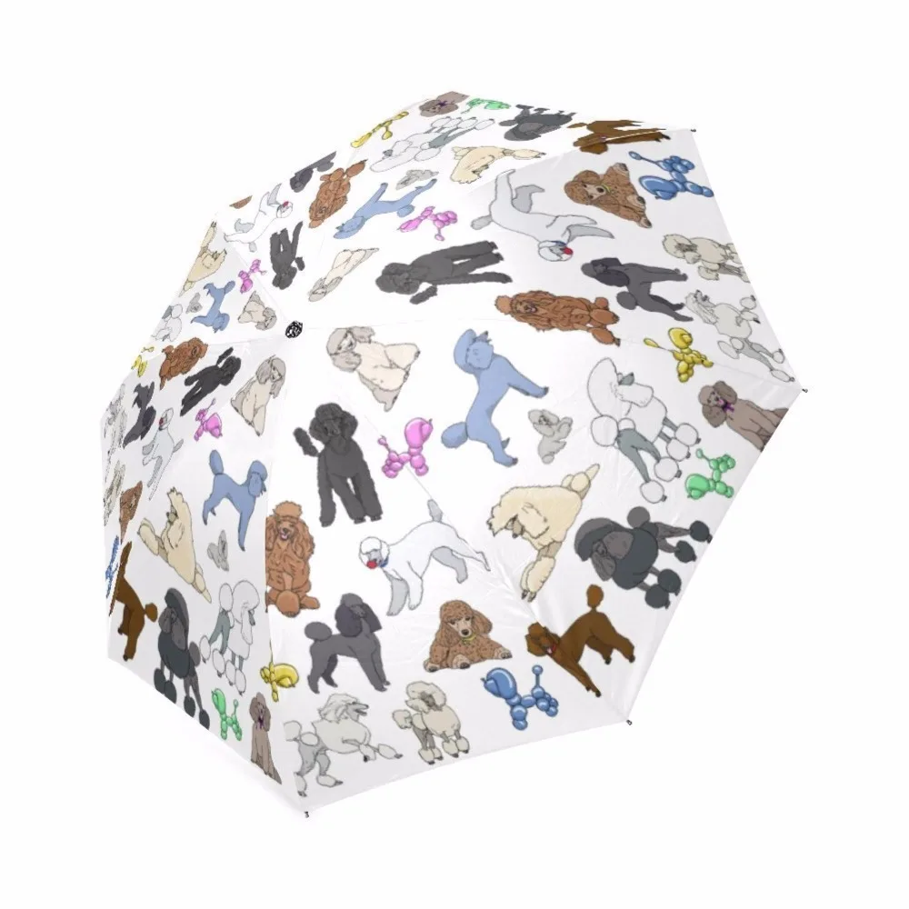 

Poodle White Waterproof Sun Rain Foldable Umbrella Christmas New Year Gift Travel Umbrella Automatic Tri Fold Umbrella