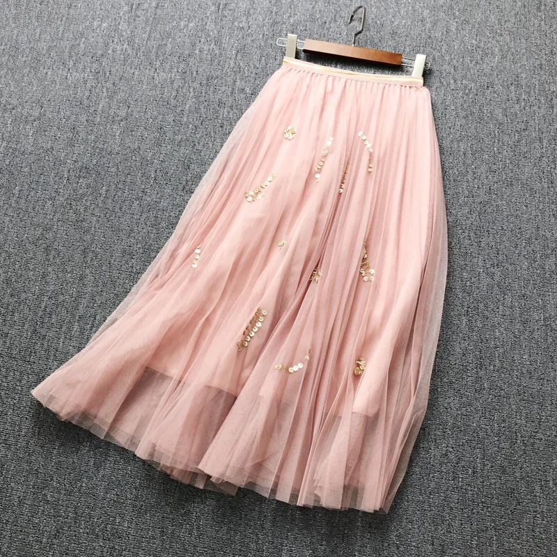 Юбка Женская Длинная с поясом на резинке блестками | одежда