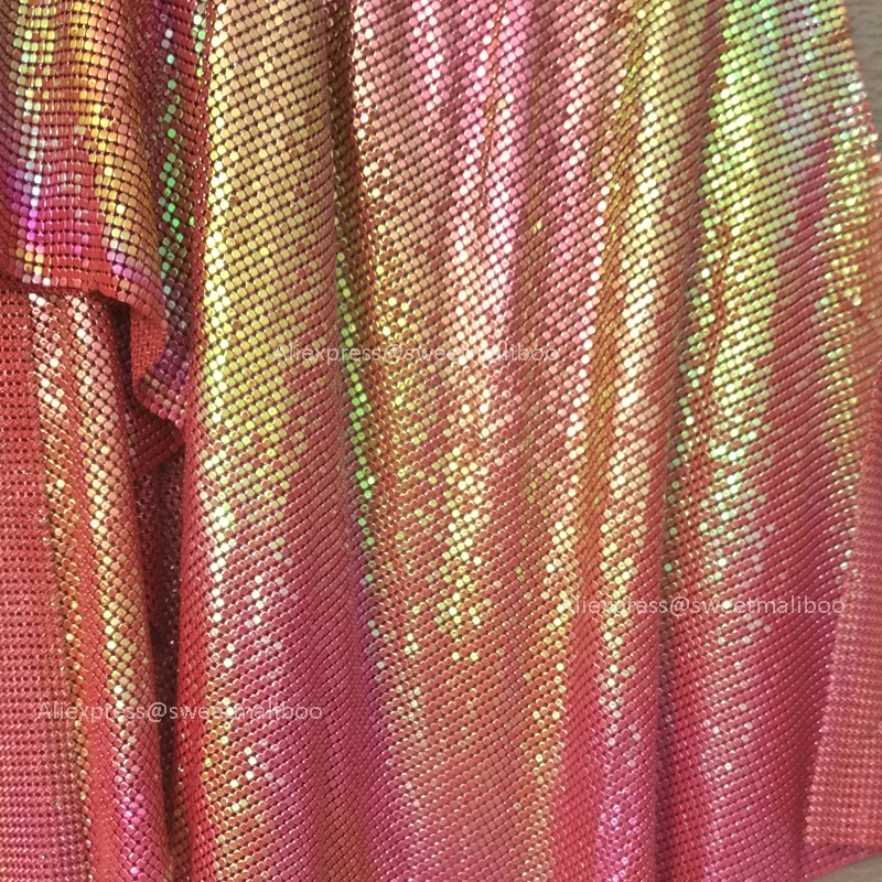 1pc 45*150cm Cheap Red Iridescent Metal Mesh Fabric Metallic Sequin Fabrics For Home Decoration Curtains Cosplay Dress IY Sewing - купить по
