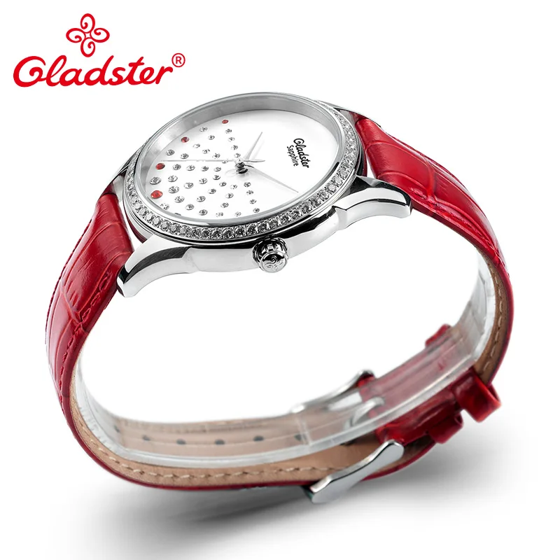 Gladster роскошные японские MIYOTA 2039 Кристальные женские часы под платье золотые