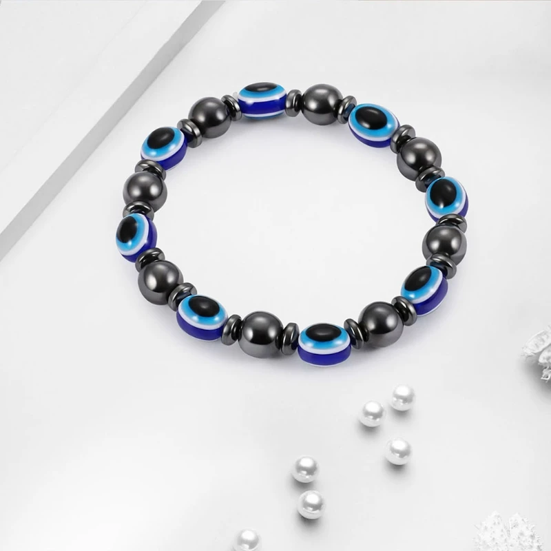 Магнитный браслет JAVRICK Blue Evil гематит камень терапия здоровье унисекс