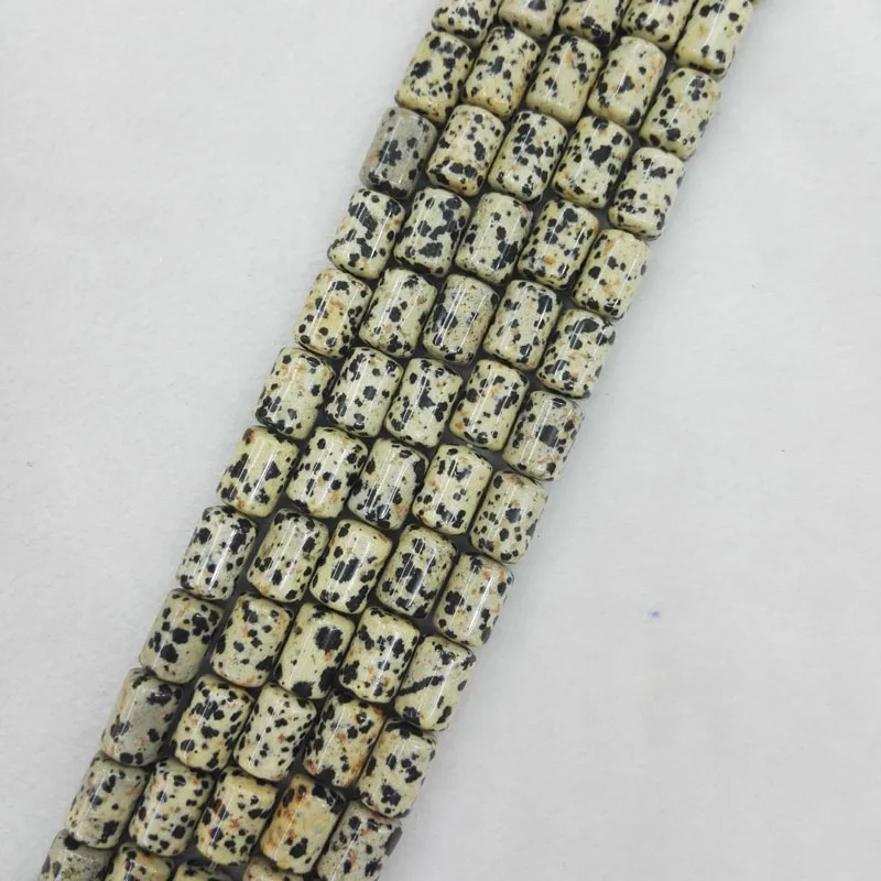 Оптовая натуральная граненая далматиновая трубчатая бусина, 14*10 мм, 50 штук для ювелирных аксессуаров.