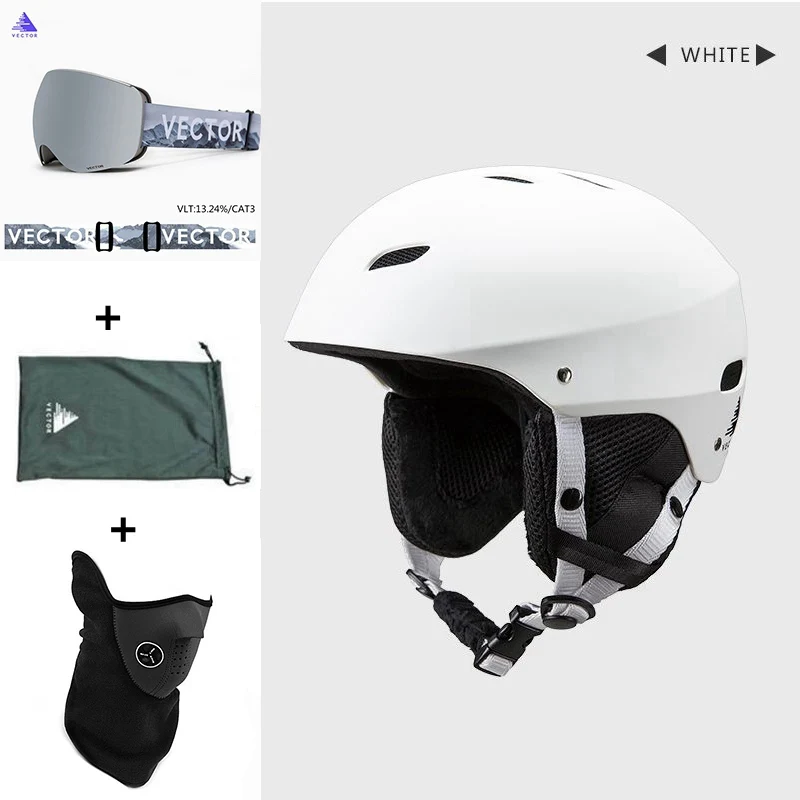 White 5 Set Для мужчин Для женщин Регулируемый защитный для катания на лыжах под открытым небом шлем для катания на коньках зимних видов спорта Для женщин Сверхлегкий Катание на коньках для катания на сноуборде Лыжный Спорт велосипед велосипедный шлем Casco Ciclismo - Цвет: White 5 Set
