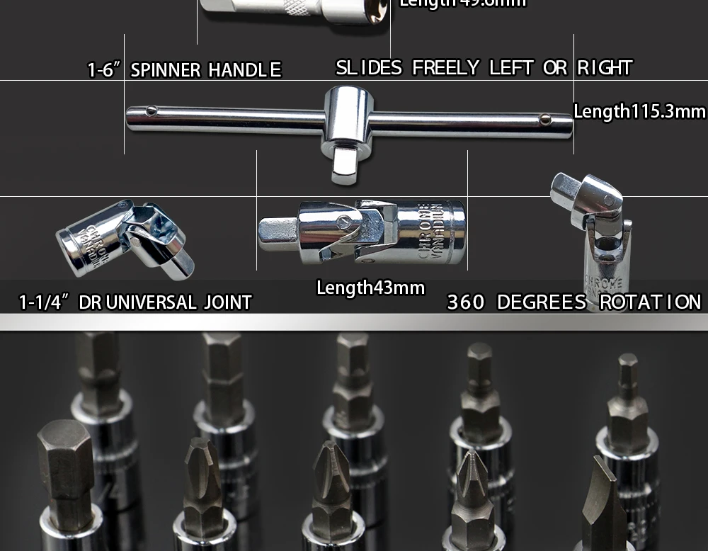 Veconor 46pc High Quality Socket Set Car Repair Tool Ratchet Set Torque Wrench Combination Bit a set of keys Chrome Vanadium