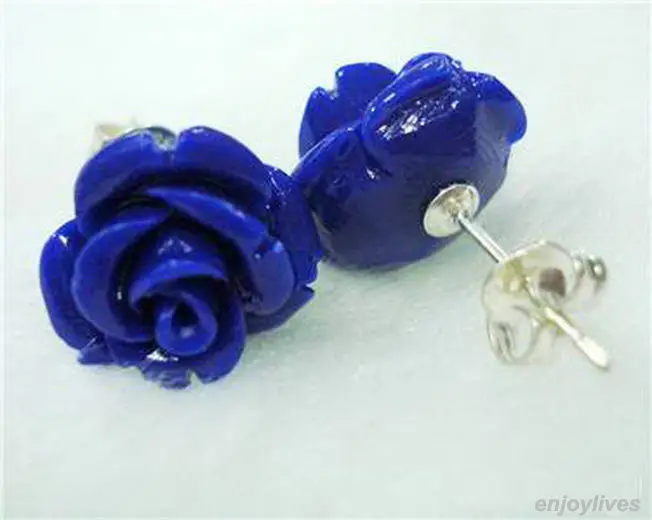 Серьги пусеты из стерлингового серебра 925 пробы с розой Lapis Lazuli бесплатная