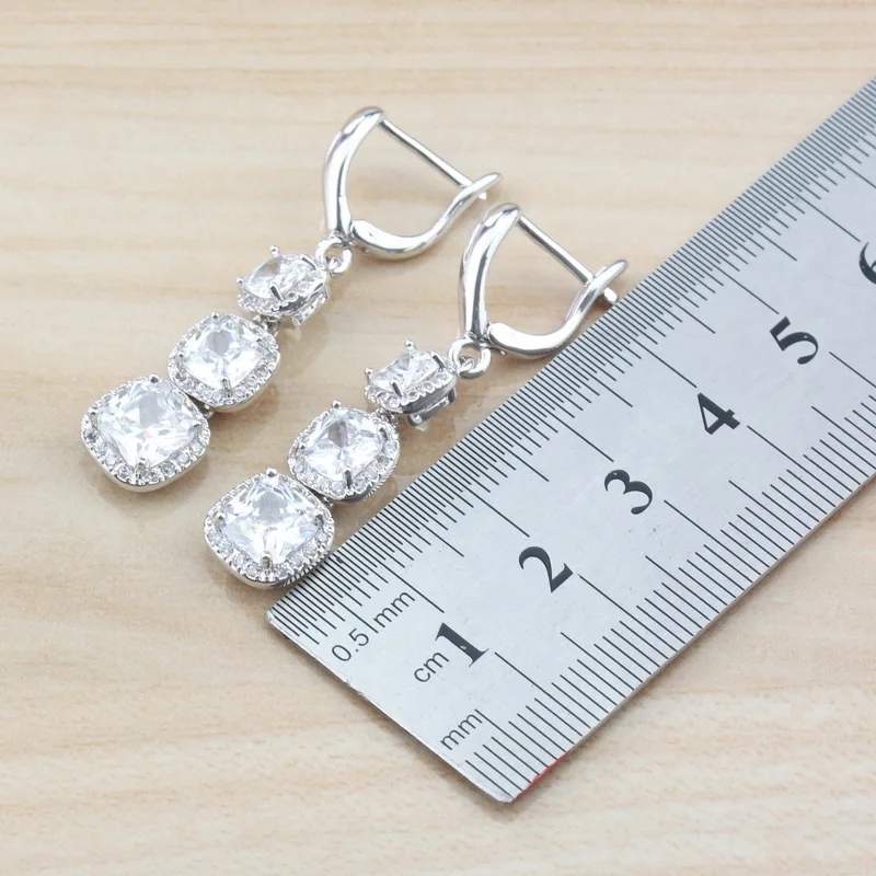 Серебряный цвет с натуральным камнем Белый CZ Свадебные Ювелирные наборы для