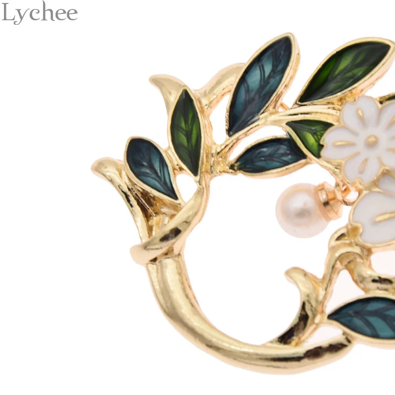 Lychee, Ретро стиль, сплав, цветок, эмаль, брошь, многоцветная имитация жемчуга, женские броши, булавки, модное ювелирное изделие для женщин