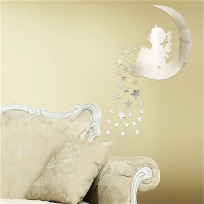 Зеркальные настенные стикеры Moon Stars Fairy зеркальные акриловые декоративные