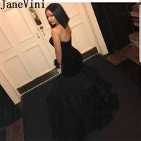 janevini vintage black mermaid long evening dresses velvet saudi arabia ladies party dress puffy skirt sweetheart formal gowns