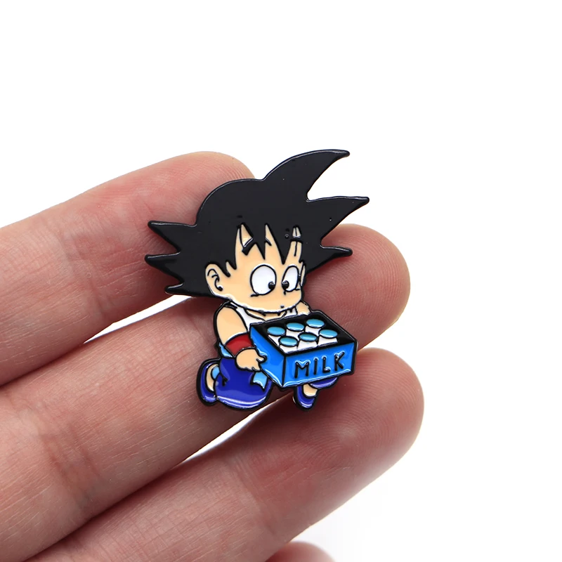 Мультфильм аниме-броши для мужчин DRAGON BALL эмаль шпильки для детей нагрудные булавки "Сумка" шляпа значок Wukong перемещение молоко брошь Q1224