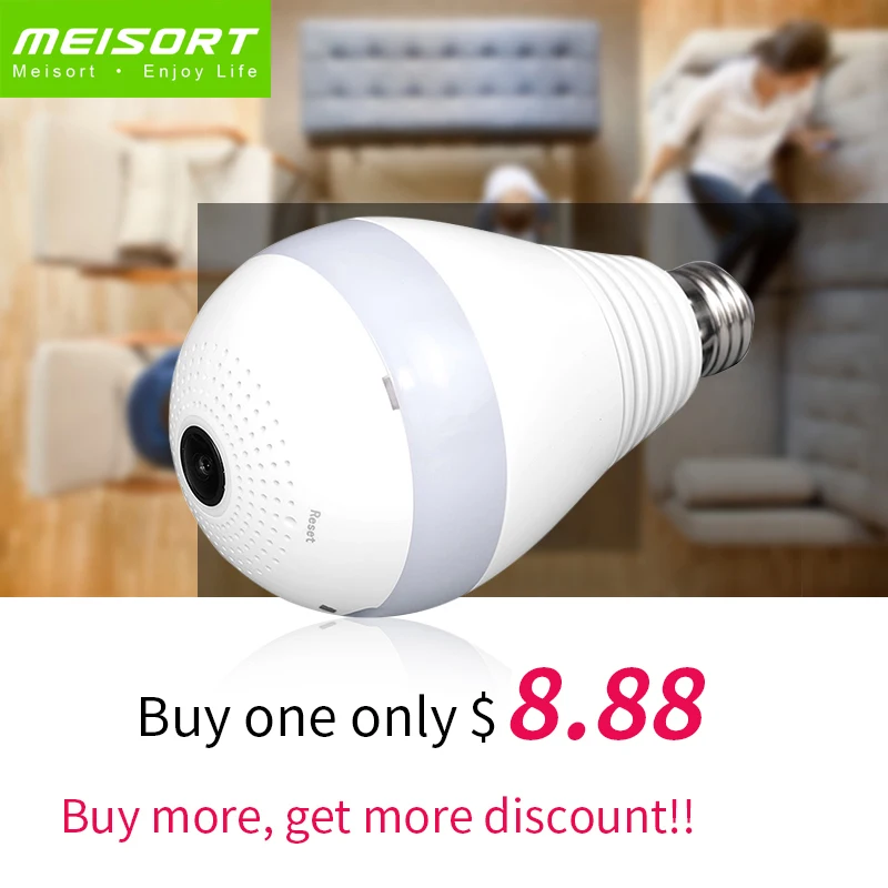 Большая распродажа Meisort Wifi камера светодио дный лампа Светодиодная Fisheye 360 - Фото №1