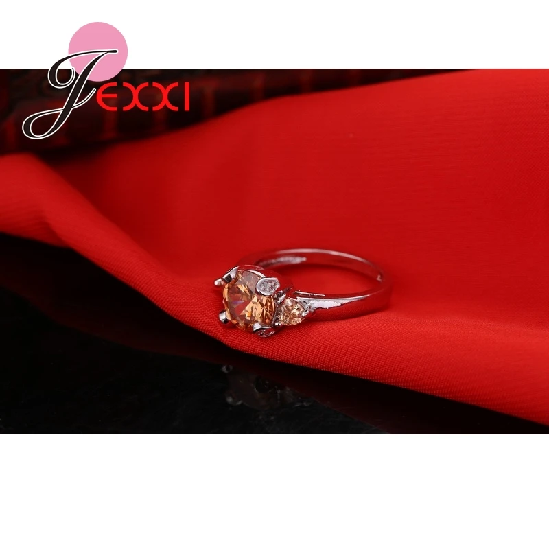 Модные юбилейные кольца для женщин винтажные оранжевые CZ Кристальные 925 пробы