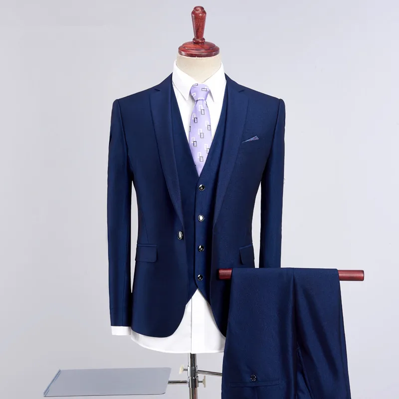 

(Jacket+Vest+Pants) 2018 spring new arrival suit Men fashion causal suits Men's Slim Fit classic Groom wedding dress suits men