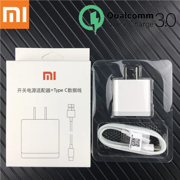 With package Xiaomi mi 9 US Fast QC3.0 зарядное устройство type c кабель для a2 mi 9 mi 8 mi 6 8 se mi x 2 2s 3 mi 5 a1 6 6x a1 Оригинальное xiaomi быстрое зарядное устройство - Тип штекера: With package