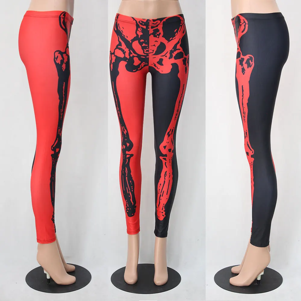 Halloween Elastic Slim Yoga Pants Skeleton Printed Fitness and Body-building Sport Leggings Women Skinny Harley Quinn |