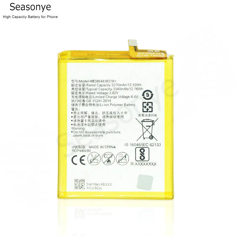Seasonye 3270 мАч/12.50Wh HB386483ECW + аккумулятор для сотового телефона Huawei Честь 6X MLA AL00 AL10 G9