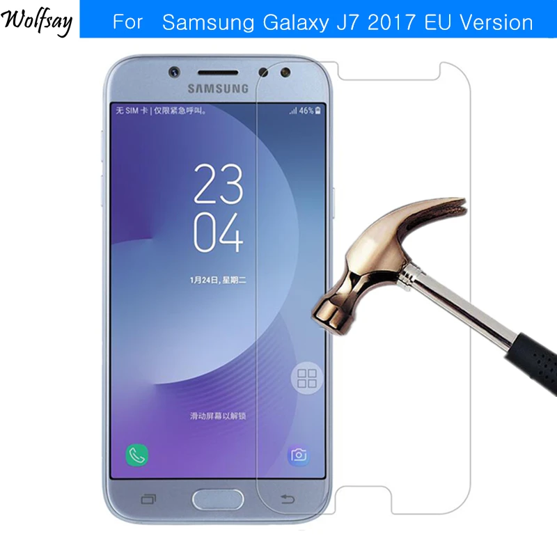 Закаленное стекло для Samsung Galaxy J7 2017 2 шт. Защитная пленка защитная J730F Wolfsay|glass for