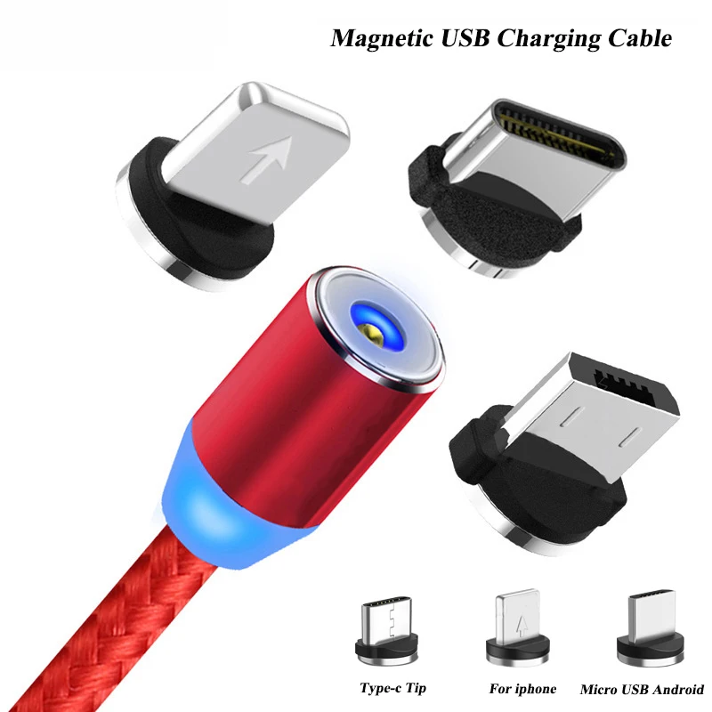 Светодиодный магнитный usb-кабель для iPhone Xs Max XR X 7 Micro type C, зарядное устройство для быстрой зарядки, Магнитный зарядный USB-C, провод type-C