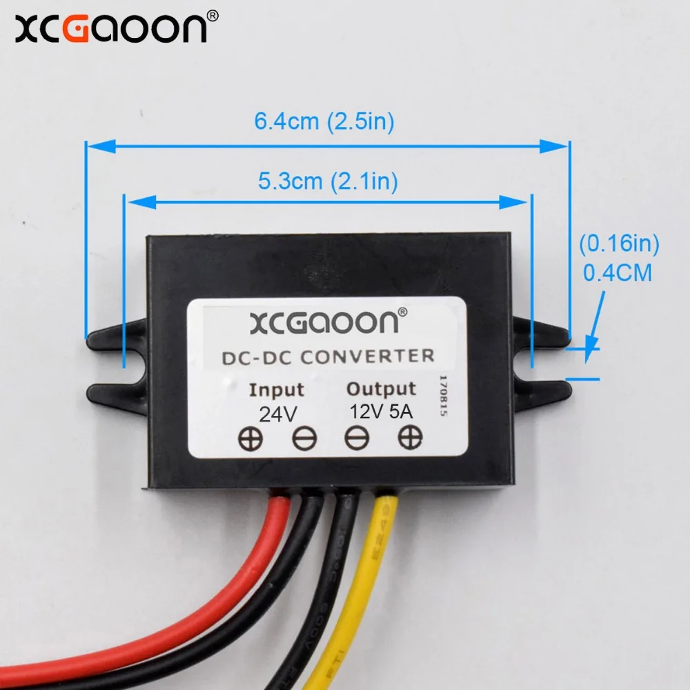 XCGaoon DC преобразователь адаптер Вход 24V (диапазон напряжения 18V-40V) выход 12V 5A 60W