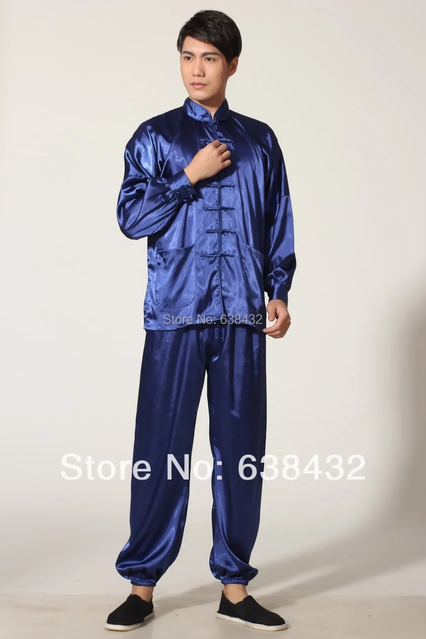 Free shipipng 2015 martial arts kung fu uniforms Tang suit Tai chi uniform kungfu clothing Blue M0048-B | Тематическая одежда и