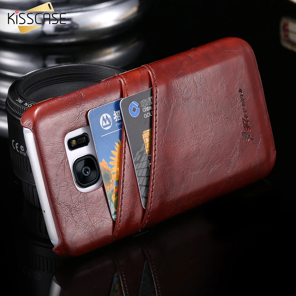Кожаный чехол KISSCASE для Samsung Galaxy S8 s8 Plus S6 Edge гладкий Чехол Оли восковые слоты карт