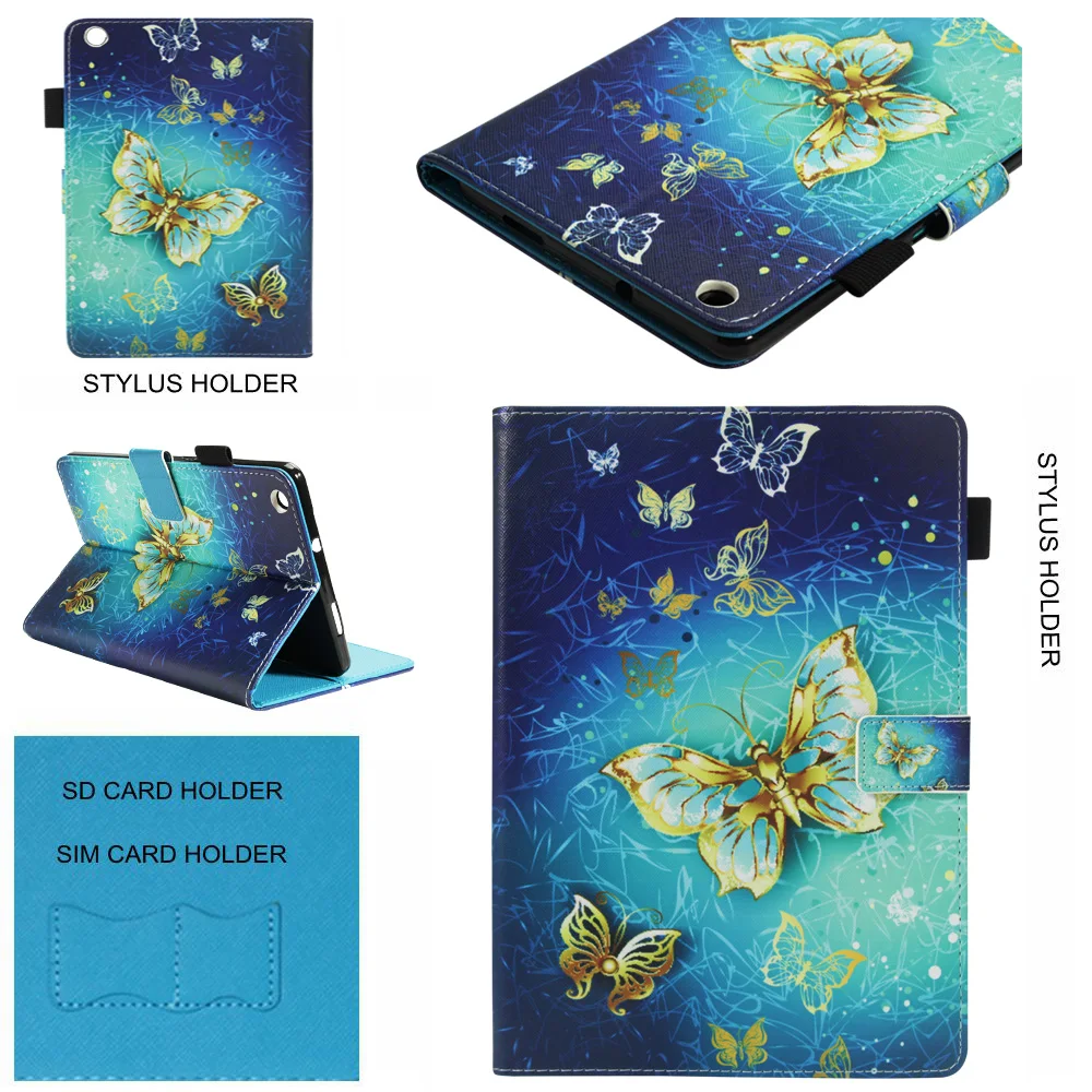 Чехол-книжка с подставкой и магнитом из печатного термопластичного полиуретана и искусственной кожи для Huawei MediaPad M3 Lite 8 CPN-W09 CPN-AL00.