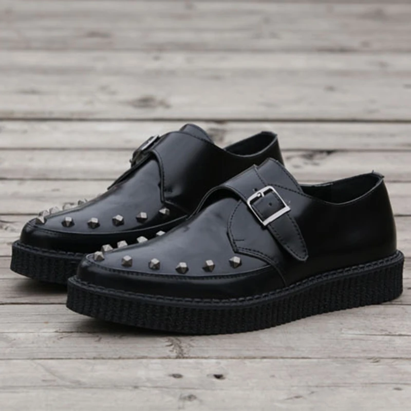 Real leather Men Famous brand gold silver Male Thick sole chaussure Flatform Creepers Elevator with Harajuku platform shoe men | Обувь