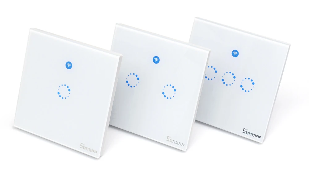 Интеллектуальный выключатель света Sonoff T1 Smart WiFi RF/приложение/сенсорный экран Управление настенный светильник Переключатель 1/2/3 банда 86 Тип UK Панель настенный сенсорный светильник переключатель умный дом пульт дистанционного управления