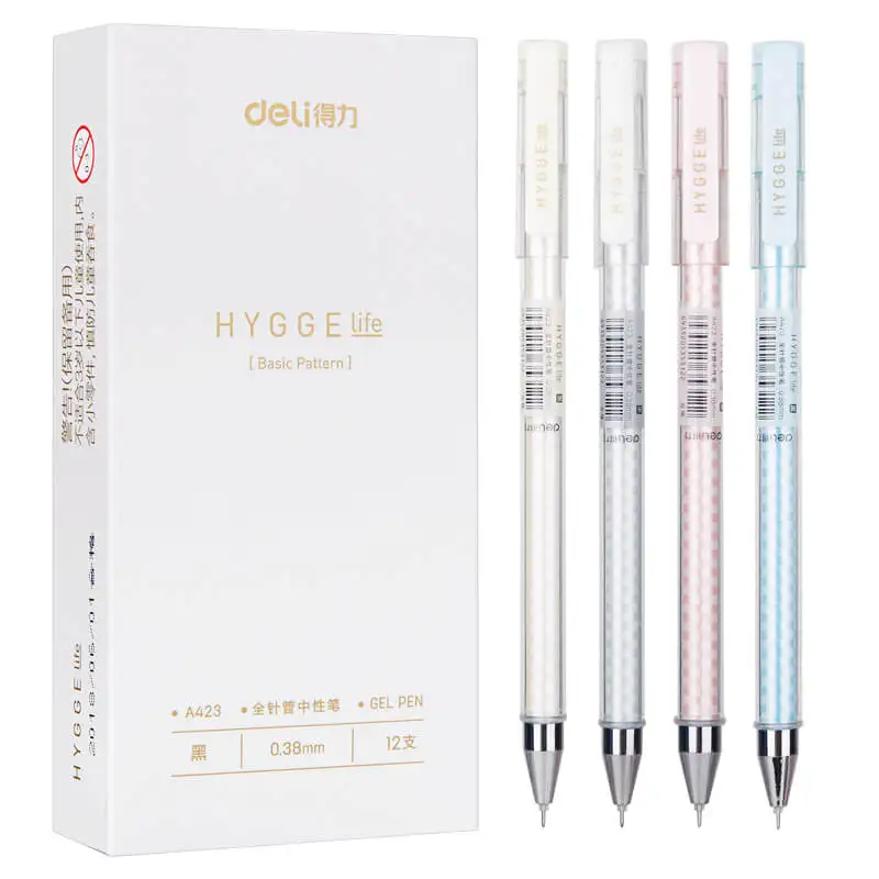 

12PCS DELI A423 Student Gel Pen 0.38mm Full Needle Signing Pen