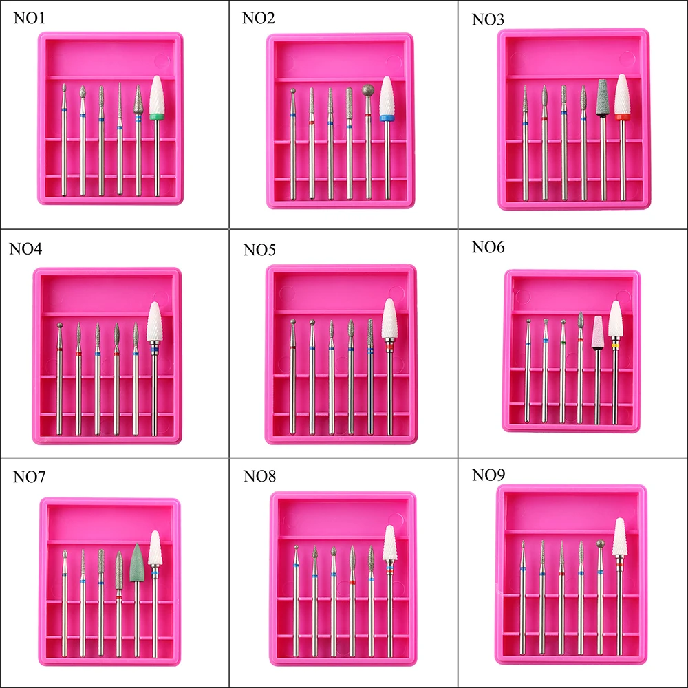 Набор электрических сверл для ногтей 6 шт. роторные Алмазные Керамические