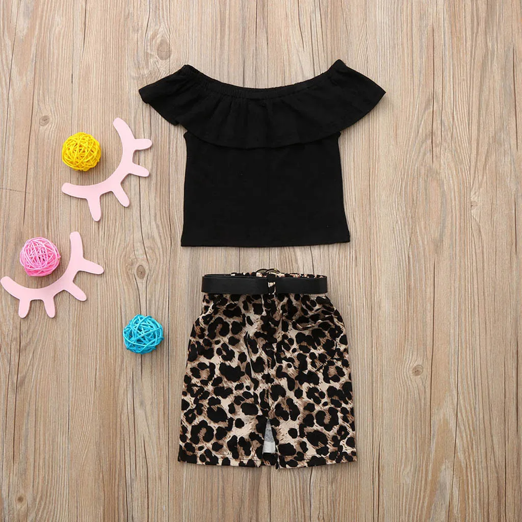 Летние Детские комплекты SAGACE для девочек футболка маленьких топы и юбка с