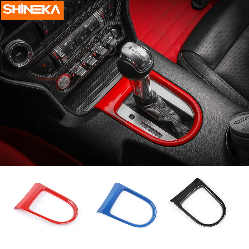 

SHINEKA Gears Panel Frame Shift Trims Frame Sticker Interior Moulding Fit ABS for Ford Mustang 2015+Car Styling Car Accessories