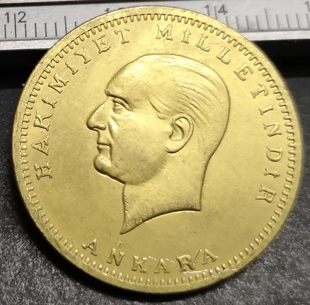 1923(1942) 20 Турция 500 Kurus 22K позолоченная копия монеты 35 мм|coin coins|coin goldcoin copy |