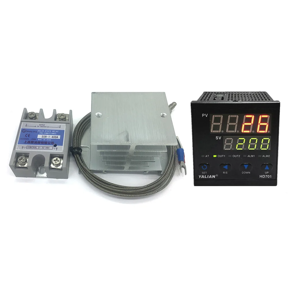

best pid digital temperature controller Max adjust temperature 1372 degrees Celsius+heat sink+2M K Thermocouple+Max 40A SSR new