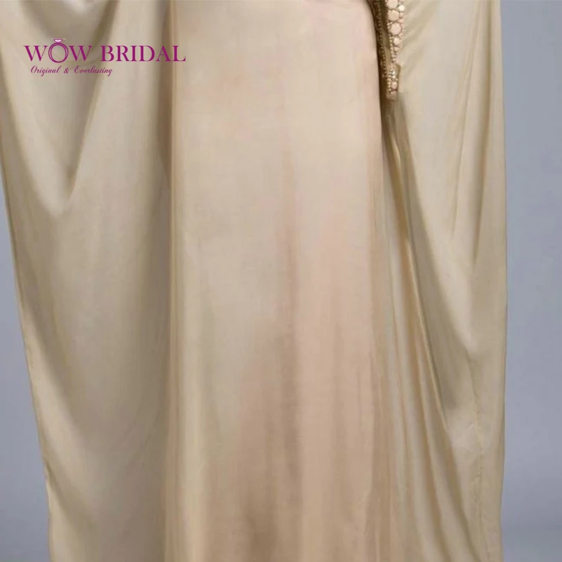 Wowbridal элегантное вечернее платье цвета шампанского 2021 Кристалл Круглый вырез