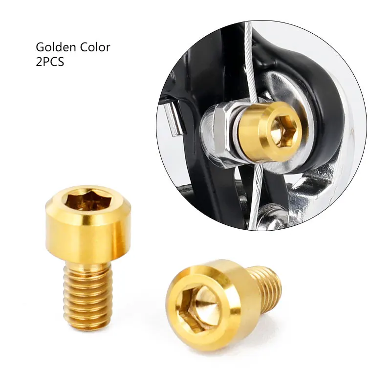 Golden Color Deemount 2 шт./лот Ti TC4 болты M6* 10 мм с шестигранной головкой для велосипедного тормозного кабеля крепления MTB шоссейного велосипеда части V/C тормоза титановые винты - Цвет: Golden Color