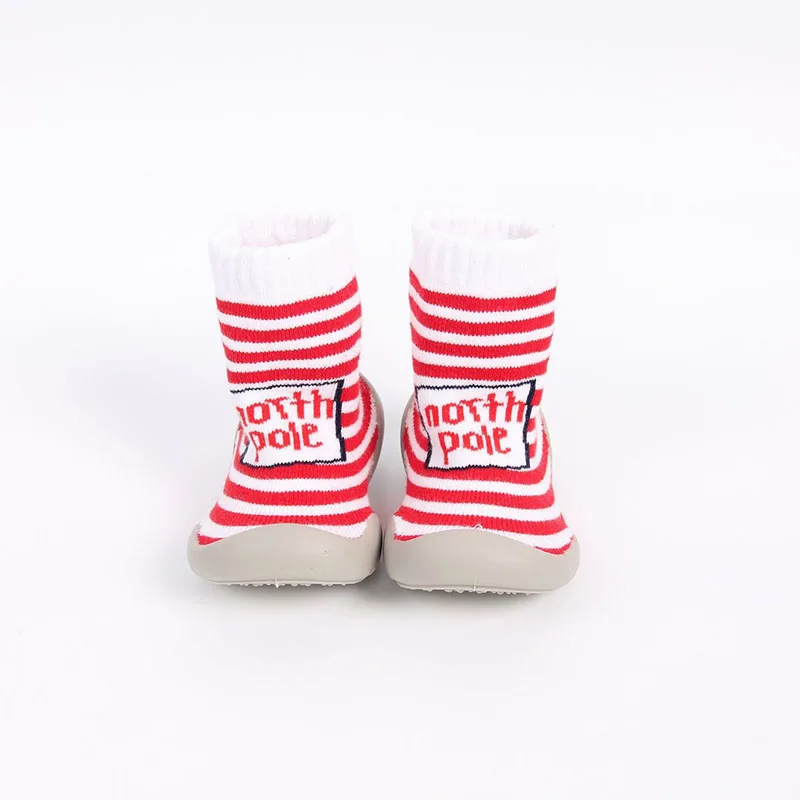 Striped Joyo Roy/ г.; теплая детская обувь с рисунком рождественской елки; дышащие водонепроницаемые теплые носки на резиновой подошве; хлопковая нескользящая обувь - Цвет: Striped